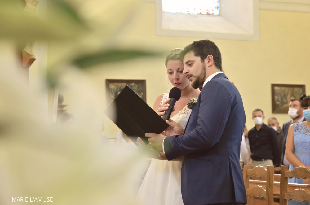 Mariage, Cérémonie, Discours des mariés à l'église, Brenthonne Haute Savoie 2020, Photographe Marie l'Amuse
